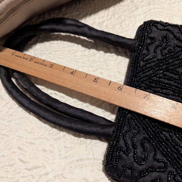 Vintage Glass seed beads evening Bag Hand Bag Black made in India Nice and Cute - Picture 5 of 6